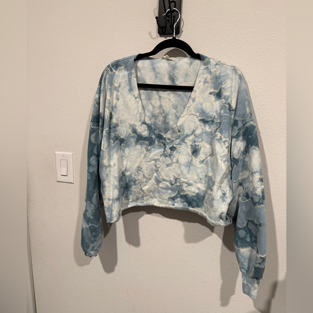 Future State  Blue Tie-Dye cropped sweater